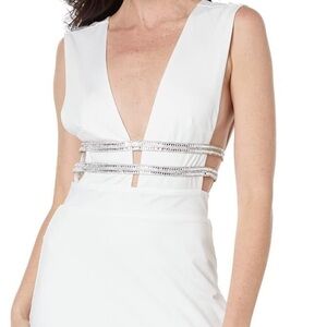 Bebe Illusion cut-out sparkle dress white XS NWT